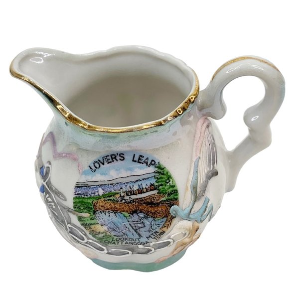 Vtg Dragonware Lusterware Creamer Moriage Lovers Leap Chattanooga TN Souvenir - Picture 11 of 12